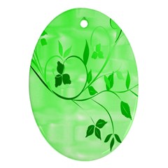 Floral Green Oval Ornament (Two Sides)