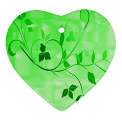 Floral Green Heart Ornament (Two Sides)