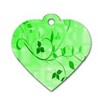 Floral Green Dog Tag Heart (One Sided)  Front