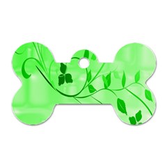 Floral Green Dog Tag Bone (One Sided)