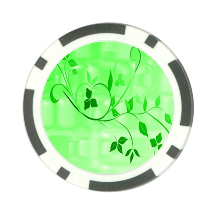 Floral Green Poker Chip