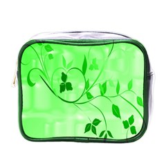 Floral Green Mini Travel Toiletry Bag (One Side)