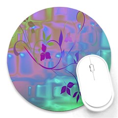 Floral Multicolor 8  Mouse Pad (round)