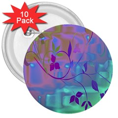 Floral Multicolor 3  Button (10 Pack)