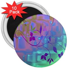 Floral Multicolor 3  Button Magnet (10 Pack)