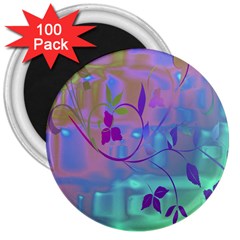 Floral Multicolor 3  Button Magnet (100 Pack)