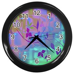 Floral Multicolor Wall Clock (black)