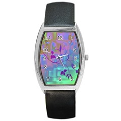 Floral Multicolor Tonneau Leather Watch