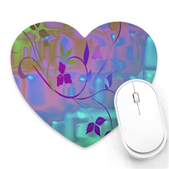 Floral Multicolor Mouse Pad (heart)