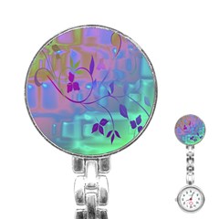 Floral Multicolor Stainless Steel Nurses Watch