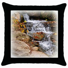 Waterfall Black Throw Pillow Case by uniquedesignsbycassie