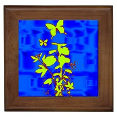 Butterfly Blue/green Framed Ceramic Tile