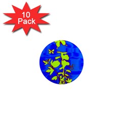 Butterfly Blue/green 1  Mini Button Magnet (10 Pack)