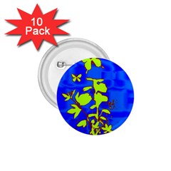 Butterfly Blue/green 1 75  Button (10 Pack)