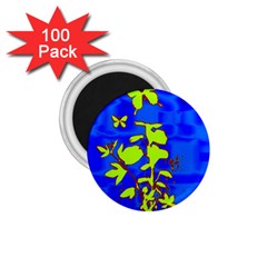 Butterfly Blue/green 1 75  Button Magnet (100 Pack)