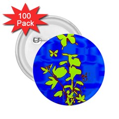 Butterfly Blue/green 2 25  Button (100 Pack)