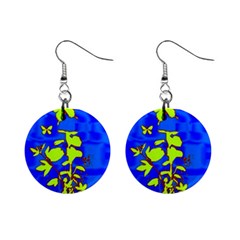 Butterfly Blue/green Mini Button Earrings