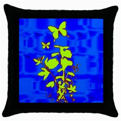 Butterfly Blue/green Black Throw Pillow Case