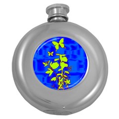 Butterfly Blue/green Hip Flask (round)