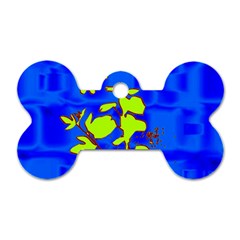 Butterfly Blue/green Dog Tag Bone (one Sided)