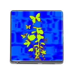 Butterfly Blue/green Memory Card Reader With Storage (square)