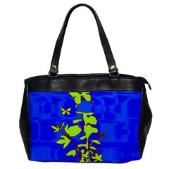 Butterfly Blue/green Oversize Office Handbag (one Side) by uniquedesignsbycassie