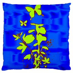 Butterfly Blue/green Large Cushion Case (single Sided)  by uniquedesignsbycassie