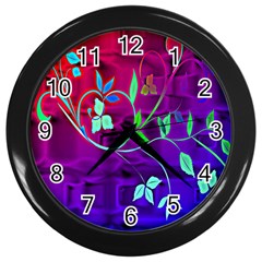 Floral Colorful Wall Clock (black)