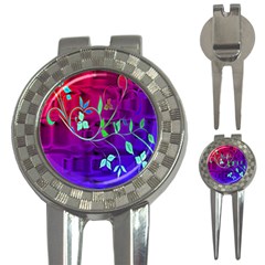 Floral Colorful Golf Pitchfork & Ball Marker