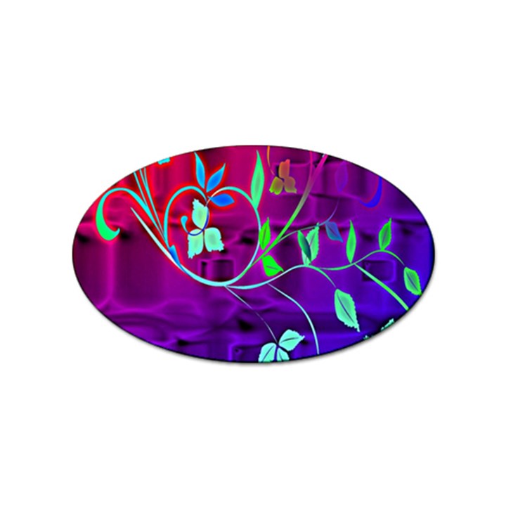 Floral Colorful Sticker (Oval)