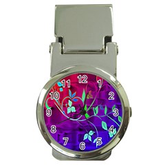 Floral Colorful Money Clip With Watch