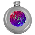 Floral Colorful Hip Flask (Round) Front