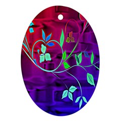 Floral Colorful Oval Ornament (two Sides)