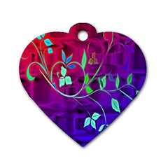 Floral Colorful Dog Tag Heart (two Sided)