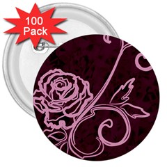 Rose 3  Button (100 Pack)