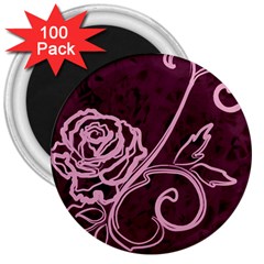 Rose 3  Button Magnet (100 Pack)