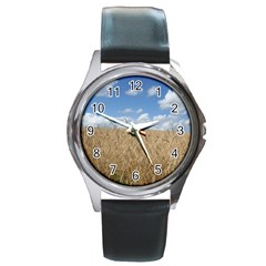 Gettysburg 1 068 Round Leather Watch (silver Rim)