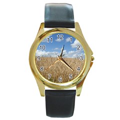 Gettysburg 1 068 Round Leather Watch (gold Rim)  by plainandsimple