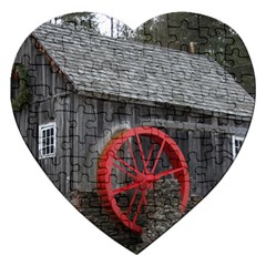 Vermont Christmas Barn Jigsaw Puzzle (heart) by plainandsimple