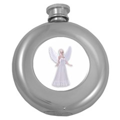 Beautiful Fairy Nymph Faerie Fairytale Hip Flask (round) by goldenjackal