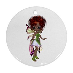 Fairy Magic Faerie In A Dress Round Ornament