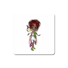 Fairy Magic Faerie In A Dress Magnet (square) by goldenjackal