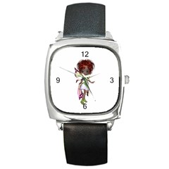 Fairy Magic Faerie In A Dress Square Leather Watch by goldenjackal