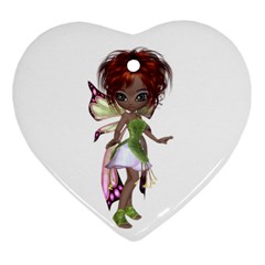 Fairy Magic Faerie In A Dress Heart Ornament (two Sides)