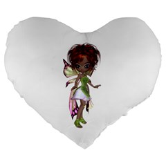 Fairy Magic Faerie In A Dress 19  Premium Heart Shape Cushion by goldenjackal