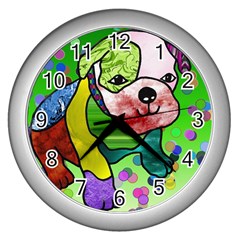 Pug Wall Clock (silver)