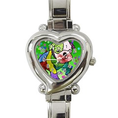 Pug Heart Italian Charm Watch 