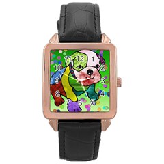 Pug Rose Gold Leather Watch  by Siebenhuehner