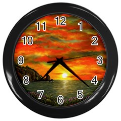 Alyssa s Sunset By Ave Hurley Artrevu - Wall Clock (black)