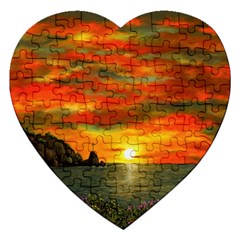 Alyssa s Sunset By Ave Hurley Artrevu - Jigsaw Puzzle (heart) by ArtRave2